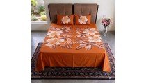 Bedsheet Hand Painted Flowers Pattern Made in Bali
